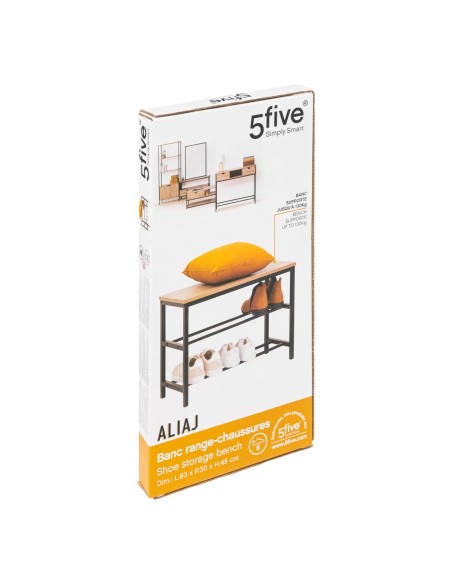 Meuble Range Chaussures Banc 2 niveaux Aliaj Noir Five