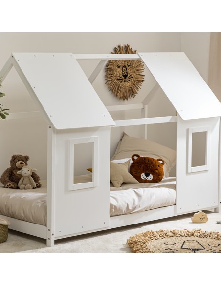 Lit Cabane Fenêtre Maison Du Bonheur 90x190 cm Laïba Kids