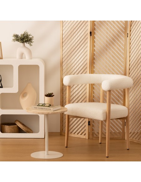 Fauteuil À Diner Adria Bouclette Blanc Atmosphera