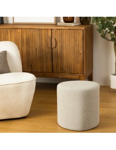 Pouf Galet Estria Bouclette Gris Atmosphera 2