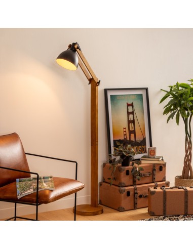 Lampadaire Arc Cuba H158 En Bois Noir Atmosphera