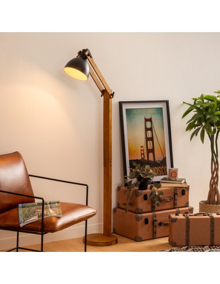 Lampadaire Arc Cuba H158 En Bois Noir Atmosphera