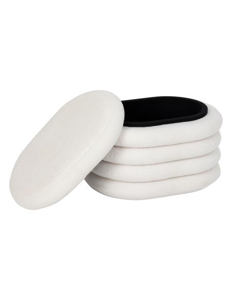Pouf Coffre Giulia Bouclette Blanc Atmosphera