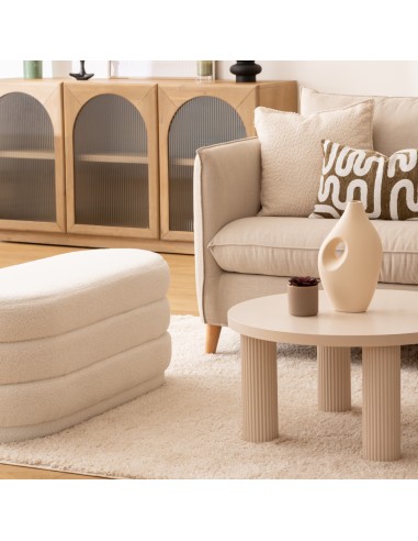 Pouf Coffre Giulia Bouclette Blanc Atmosphera