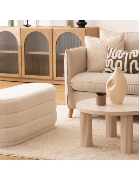 Pouf Coffre Giulia Bouclette Blanc Atmosphera