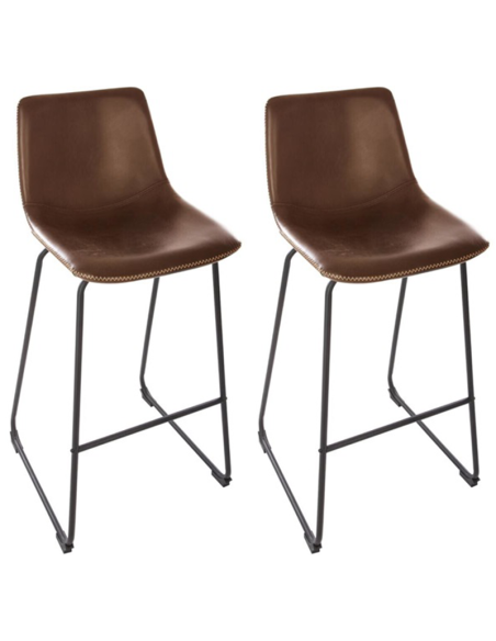 Lot De 2 Chaises De Bar Lois Effet Cuir Marron Atmosphera