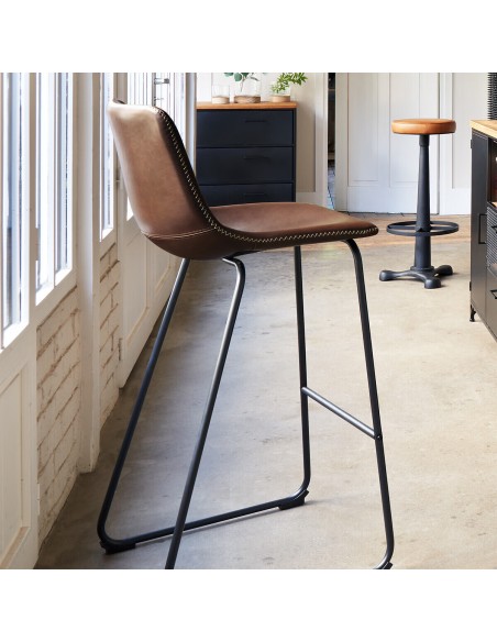 Lot De 2 Chaises De Bar Lois Effet Cuir Marron Atmosphera