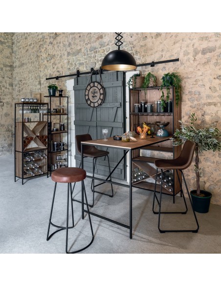 Lot De 2 Chaises De Bar Lois Effet Cuir Marron Atmosphera