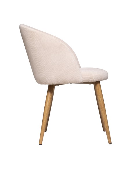 Chaise En Velours Celeste Pieds Imitation Hêtre Beige Atmosphera