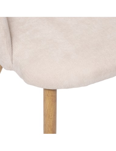 Chaise En Velours Celeste Pieds Imitation Hêtre Beige Atmosphera