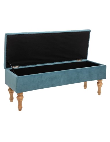 Banc Coffre Atelier D'hiver En Velours Bleu Atmosphera