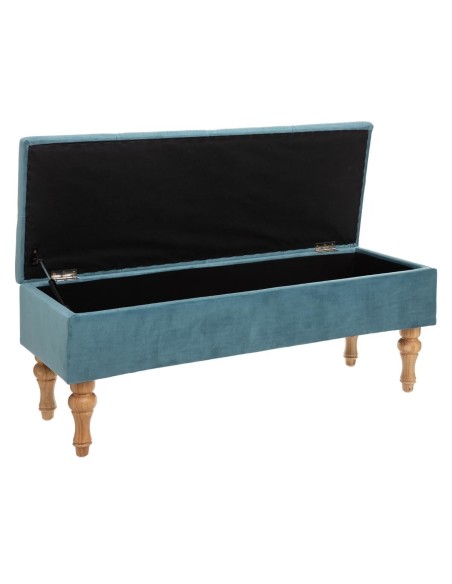 Banc Coffre Atelier D'hiver En Velours Bleu Atmosphera