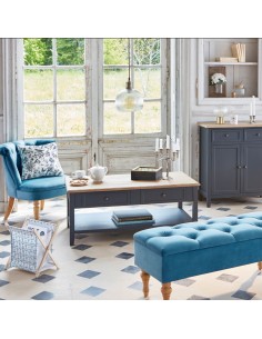 Banc Coffre Atelier D'hiver En Velours Bleu Atmosphera 2