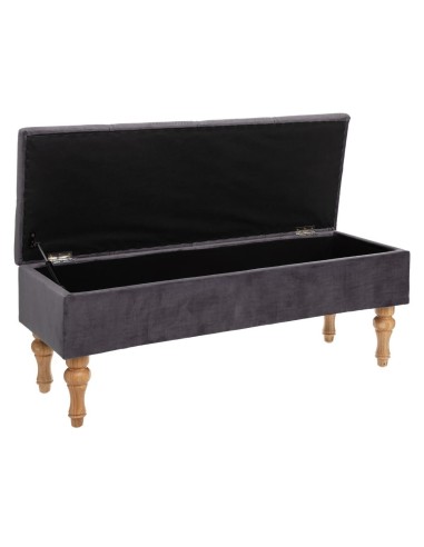 Banc Coffre Atelier D'hiver En Velours Gris Atmosphera