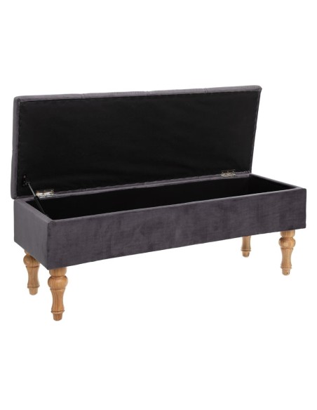 Banc Coffre Atelier D'hiver En Velours Gris Atmosphera