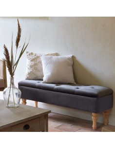 Banc Coffre Atelier D'hiver En Velours Gris Atmosphera 2