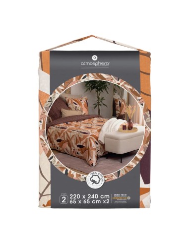 Parure De Lit Imprimée Elba 240x220 Terracotta Atmosphera