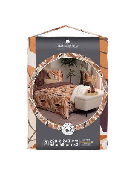 Parure De Lit Imprimée Elba 240x220 Terracotta Atmosphera