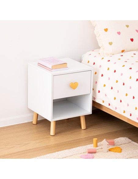 Table De Chevet Pour Enfant 1 Tiroir Amour Blanc Atmosphera For Kids