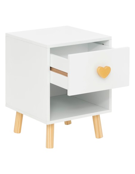 Table De Chevet Pour Enfant 1 Tiroir Amour Blanc Atmosphera For Kids