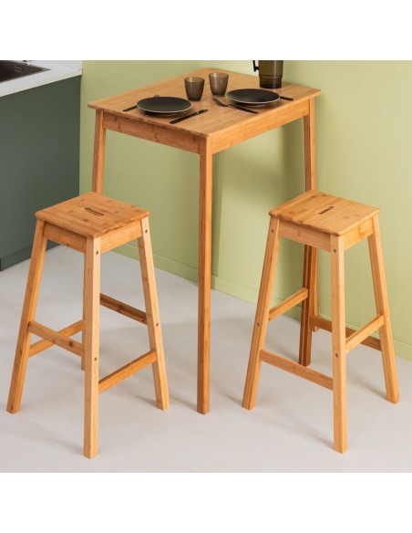 Tabouret De Bar H75 En Bambou Beige Five