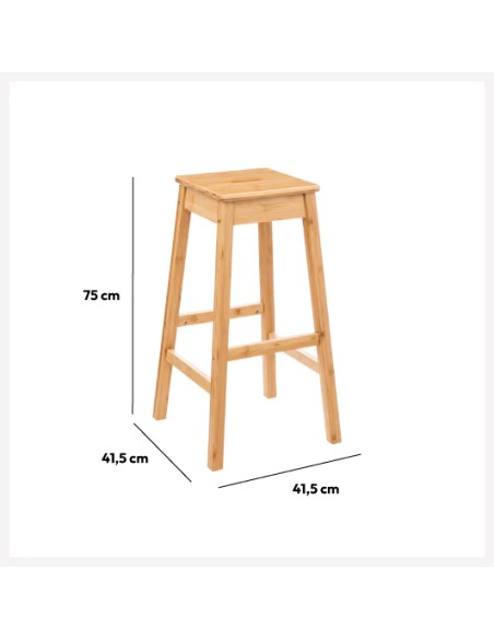 Tabouret De Bar H75 En Bambou Beige Five