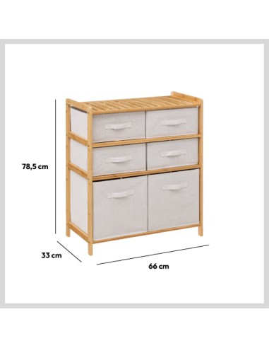 Meuble Étagère 6 Paniers Tidy Box Marron Five