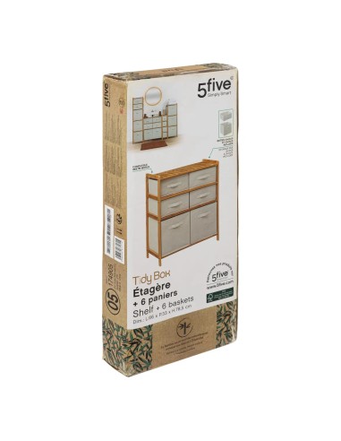 Meuble Étagère 6 Paniers Tidy Box Marron Five
