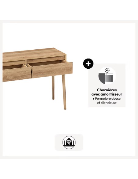 Console 2 Tiroirs Abana Effet Chêne Beige Five