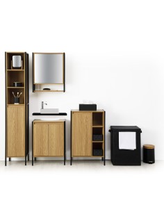 Poubelle À Pedale Natureo 3L Bambou Noire Five 2