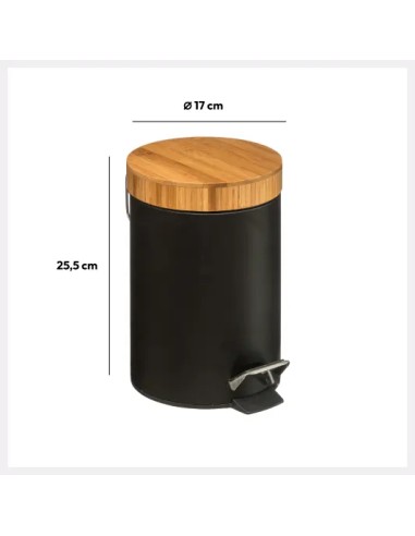 Poubelle À Pedale Natureo 3L Bambou Noire Five