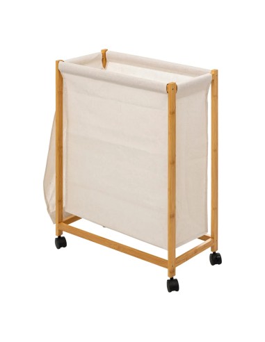 Panier À Linge Roulant 52 L En Bambou Beige Five