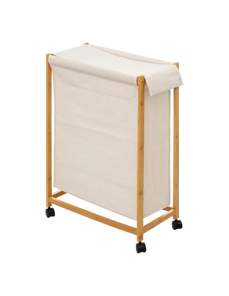 Panier À Linge Roulant 52 L En Bambou Beige Five