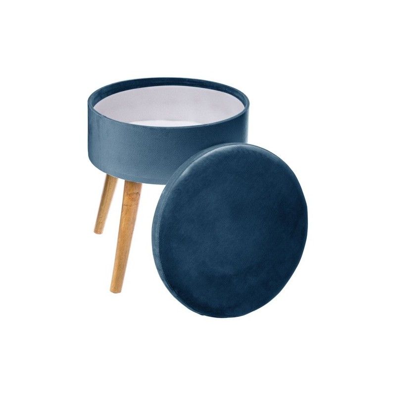 Tabouret Coffre Scandinave Tess Bleu Atmosphera