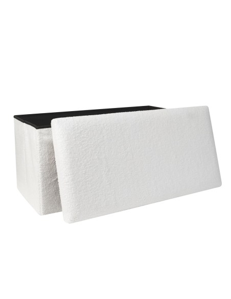 Coffre Banc Pliable Bouclette Blanc Home Deco Factory