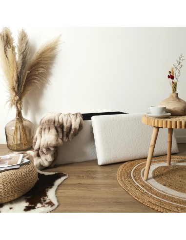 Coffre Banc Pliable Bouclette Blanc Home Deco Factory