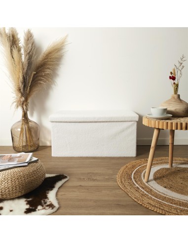 Coffre Banc Pliable Bouclette Blanc Home Deco Factory