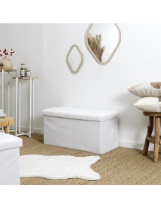 Coffre Banc Pliable Bouclette Blanc Home Deco Factory 2