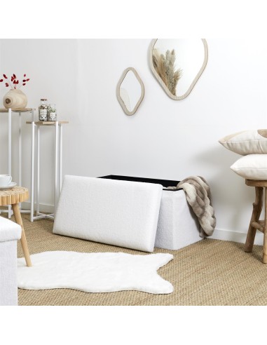 Coffre Banc Pliable Bouclette Blanc Home Deco Factory