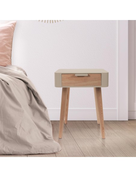 Table de chevet 1 tiroir Taupe Home Deco Factory