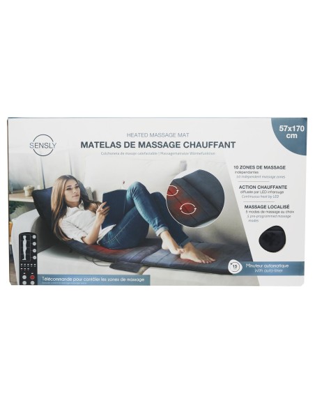 Matelas De Massage Chauffant Anti-Stress 10 Zones Gris