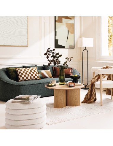 Pouf Coffre Giulia Bouclette Blanc Atmosphera