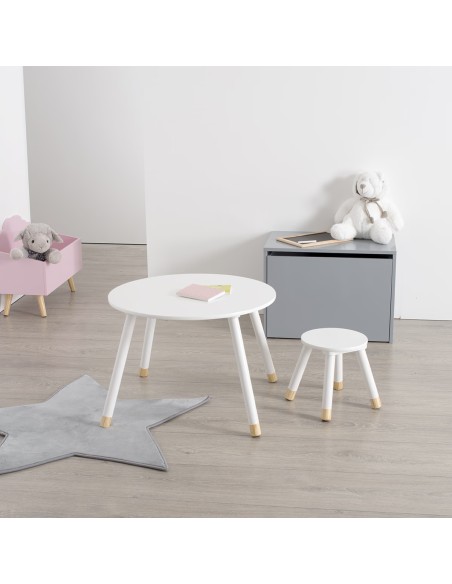Table D'appoint Enfant En Bois MDF Douceur Atmosphera Blanc