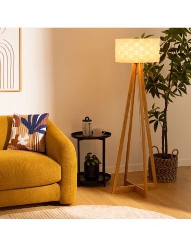Lampadaire blanc Moki en bambou H150 Atmosphera
