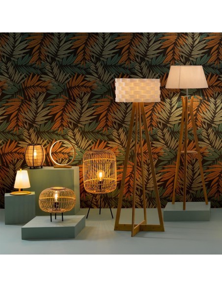 Lampadaire blanc Moki en bambou H150 Atmosphera