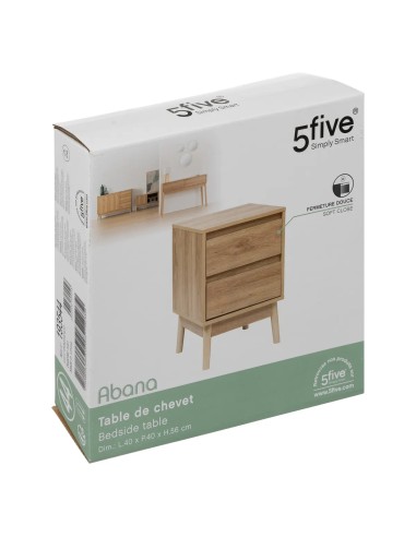 Table De Chevet 2 Tiroirs Abana Beige Five
