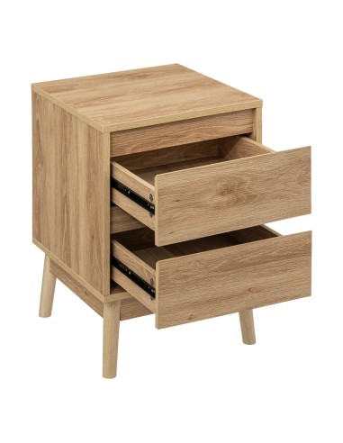 Table De Chevet 2 Tiroirs Abana Beige Five