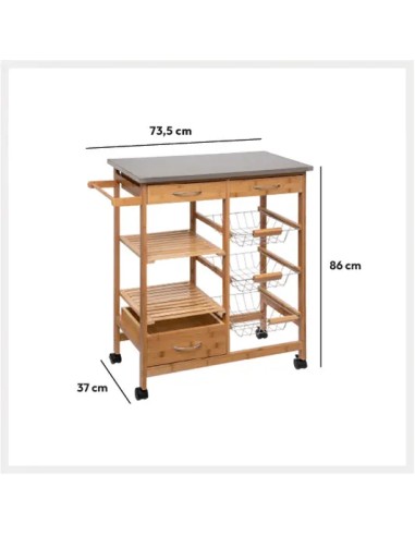 Desserte De Cuisine En Bambou H86 Five