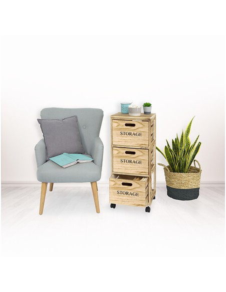 Tour De Rangement 3 Tiroirs Naturel Five