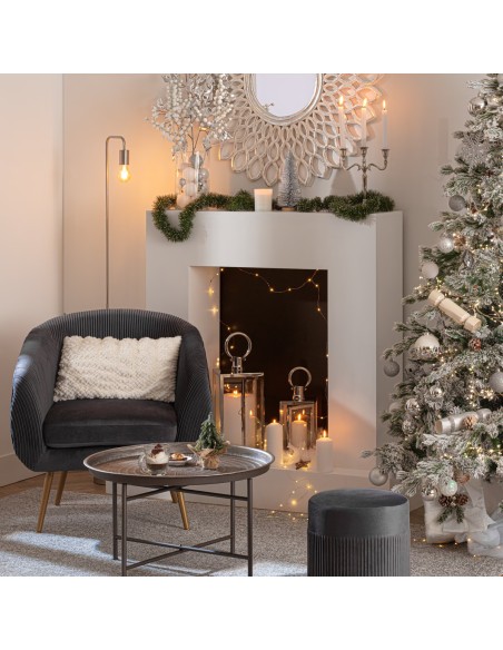 Pouf velours Nofy Gris Atmosphera